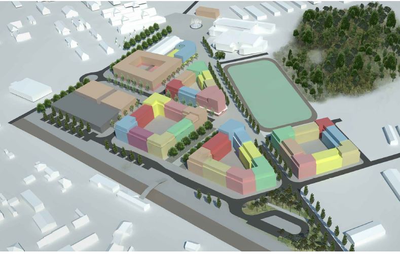 Urbanistická studie centra Milovic z ptačí perspektivy
